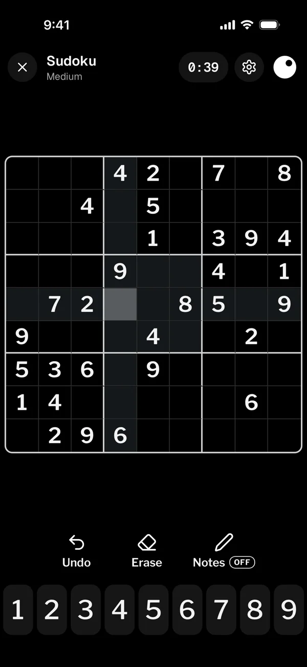A medium Sudoku in progress